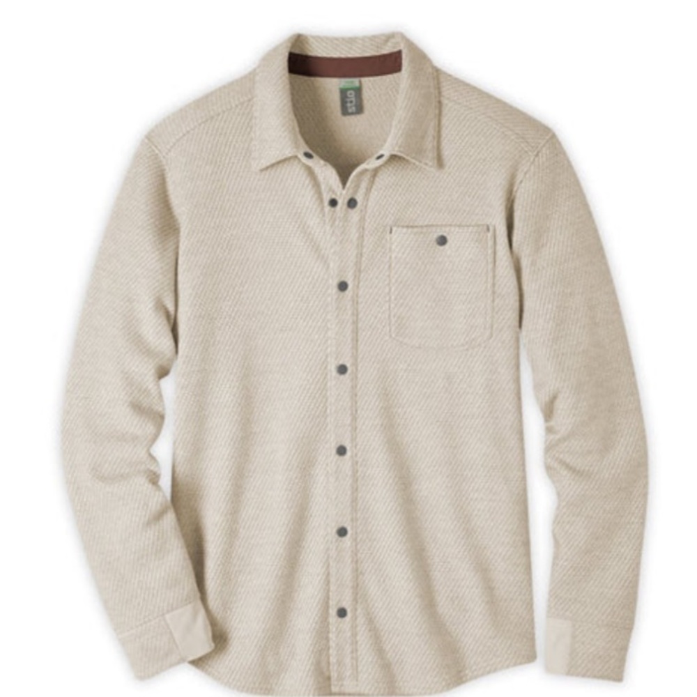 Stio Cream and Brown Textured Shirt